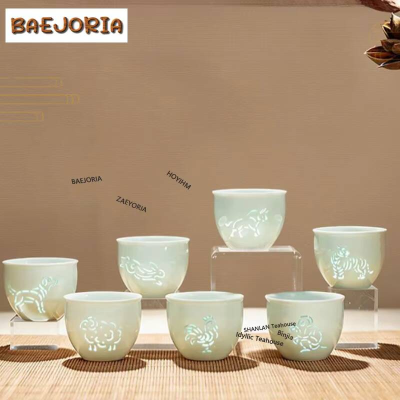 Celadon Ceramic Cup - Conjunto de Xícaras de Chá Artesanais