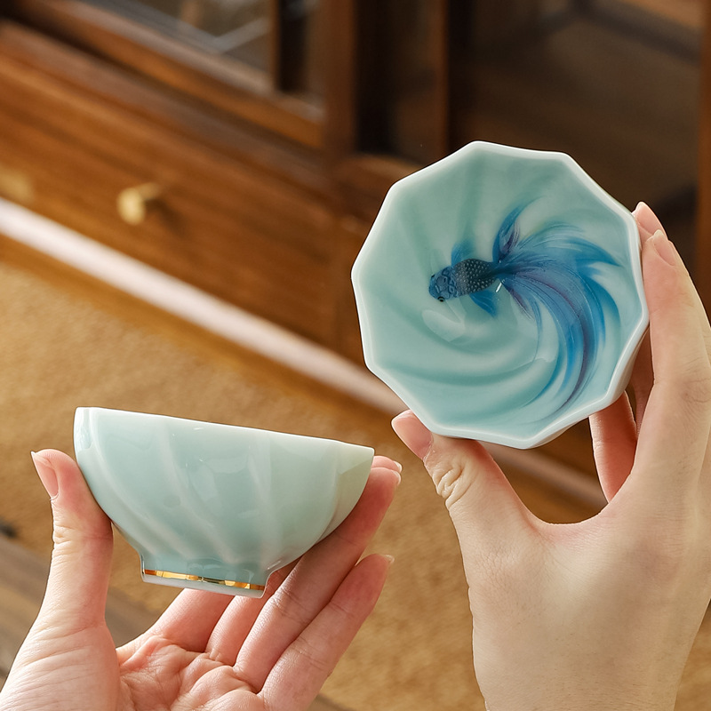 Celadon Ceramic Cup - Copo de Chá Criativo Longquan Celadon
